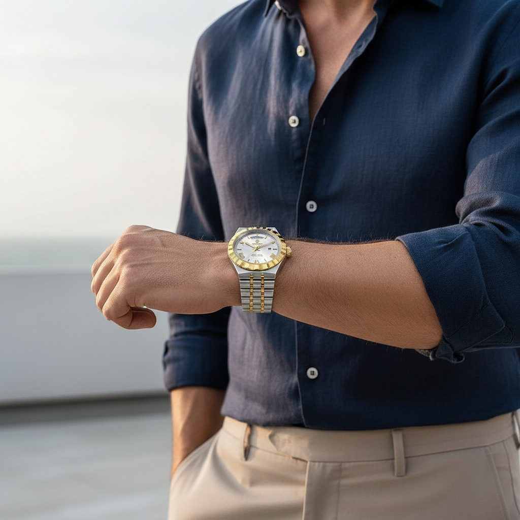 Modelo viendo la hora