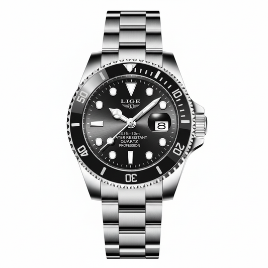 Reloj LIGE negro vista frontal